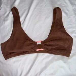 Aerie Brown Ribbed Bikini Top